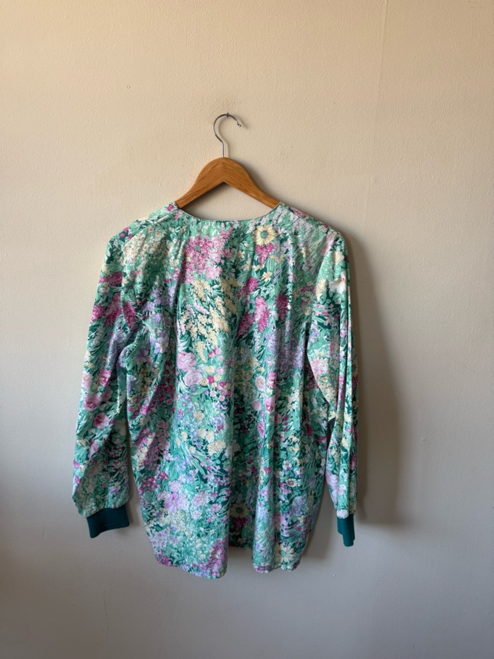 American Vintage Floral Mint Green & Pink Lightweight Cardigan - Picture 8 of 8